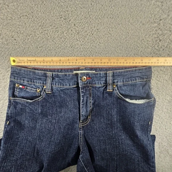 Vtg Tommy Hilfiger high rise jeans Womens 12 Denim Floral Embroidered Y2K 2000s - Picture 12 of 16